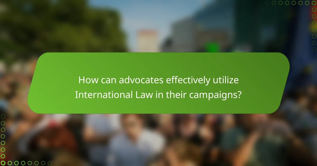 How can advocates effectively utilize International Law in their campaigns?