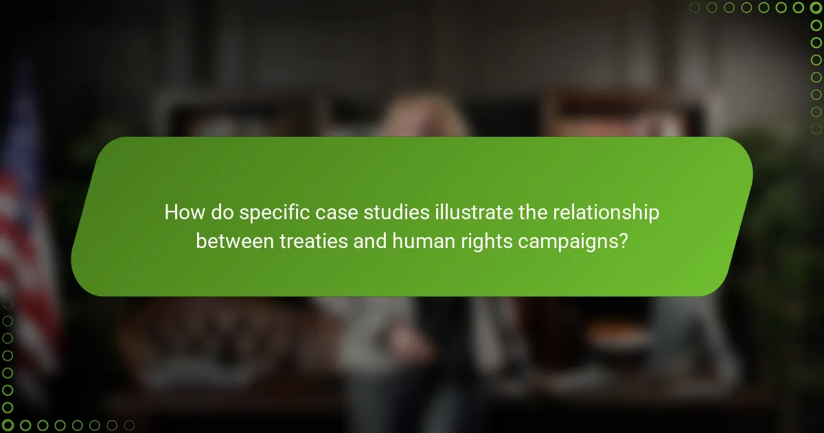 How do specific case studies illustrate the relationship between treaties and human rights campaigns?