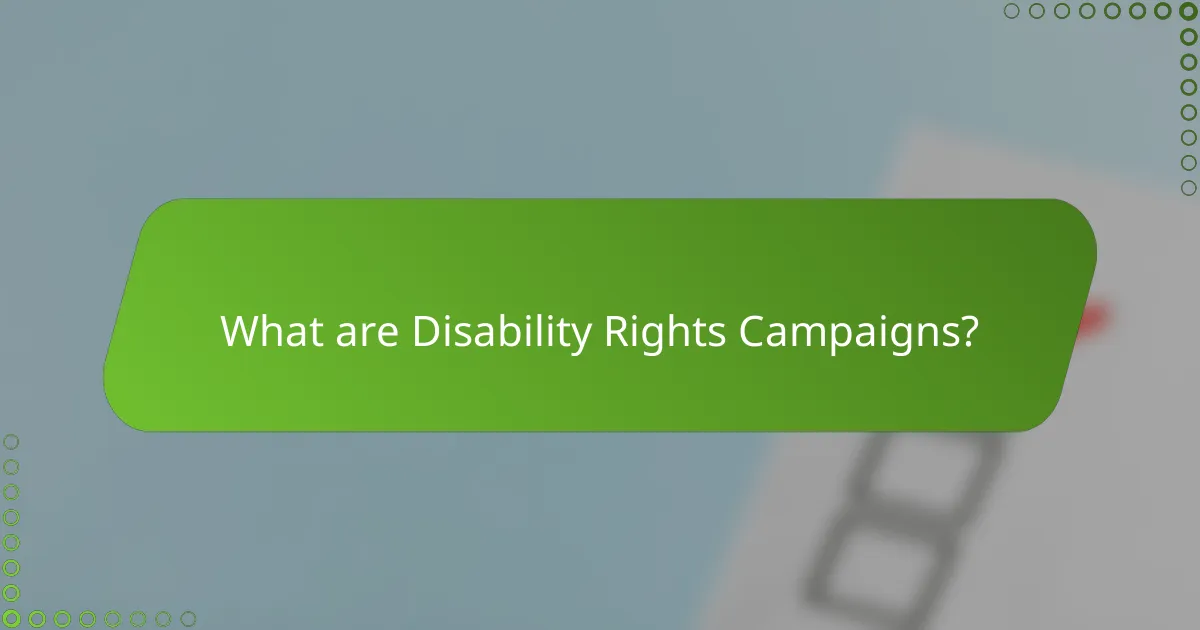 What are Disability Rights Campaigns?