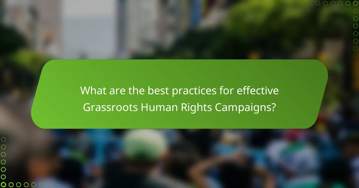 What are the best practices for effective Grassroots Human Rights Campaigns?