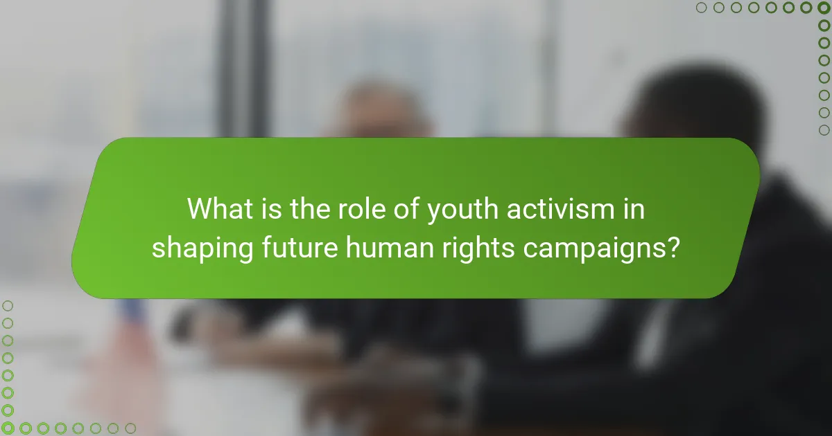 What is the role of youth activism in shaping future human rights campaigns?