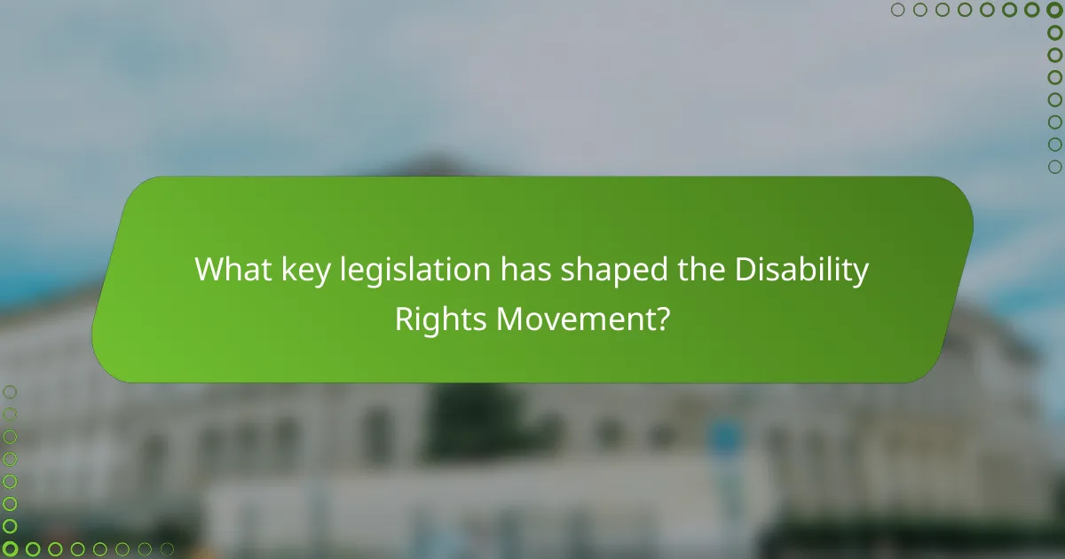 What key legislation has shaped the Disability Rights Movement?